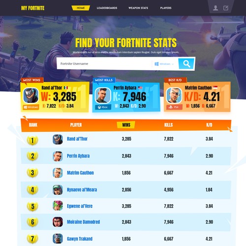 White website with the title 'My Fortnite Web Design'
