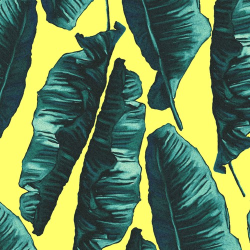 Leaf artwork with the title 'Bold Print for swimwear'