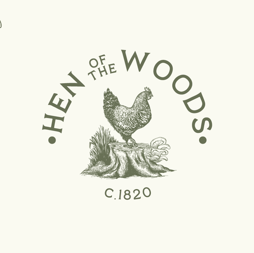 Hen logo with the title 'Organic Restaurant Logo for Hen of the Woods'