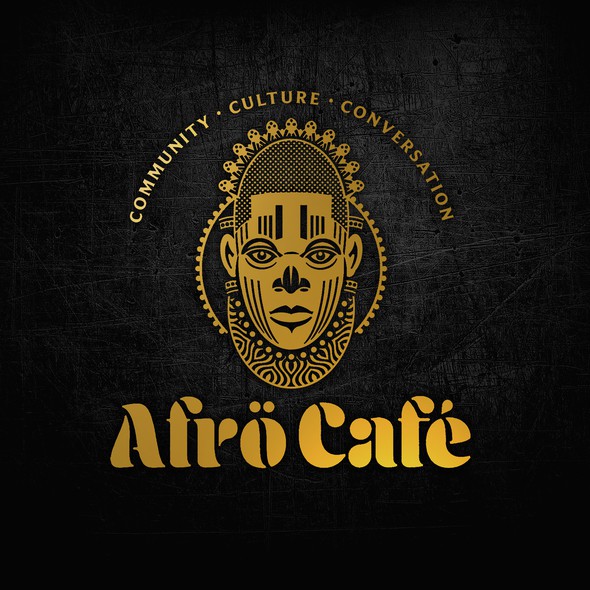 Cultural club logo with the title 'Afro Cafe Coffe Shop Logo'