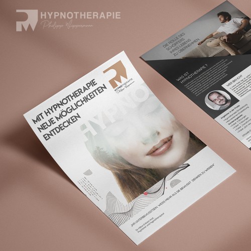 Promotional design with the title 'Flyer design hypnotherapy advert.'