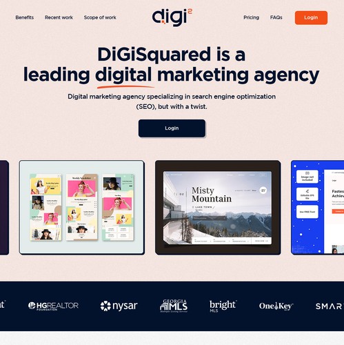 Agency design with the title 'Landing page for SEO Consultancy'