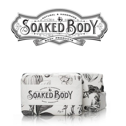 Vintage modern design with the title 'Create cigar style logo for body products company Soaked Body Co.'