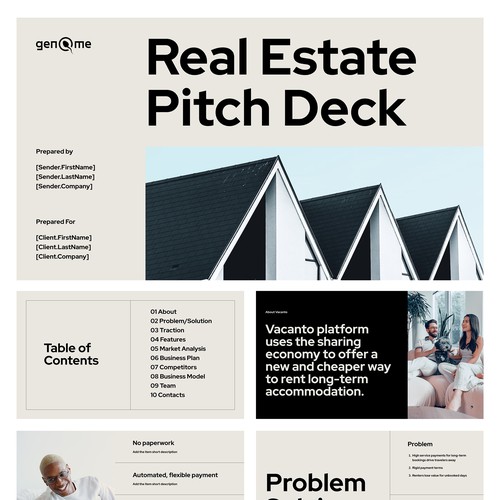 Prezi design with the title 'Real Estate Pitch Deck presentation'