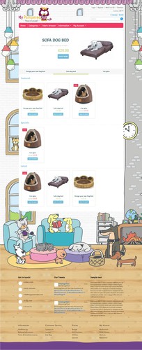 Vector design with the title 'Create a fun brand driven website illustration for new pet product company'
