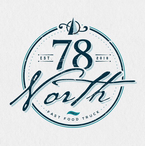 Burger logo with the title 'Logo concept for 78 North Fast food Truck'