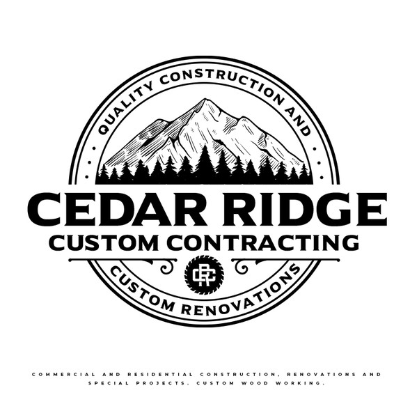 Mountain brand with the title 'Cedar Ridge Custom Contracting'