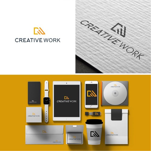 Font brand with the title 'logo design creative work'