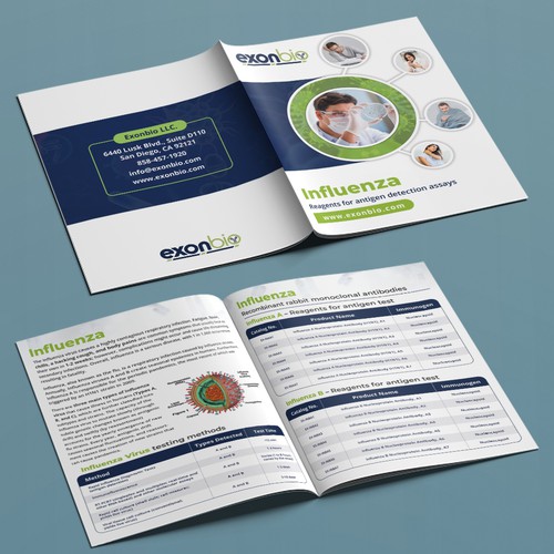 Company profile design with the title 'A Brochure to attract the scientific community'