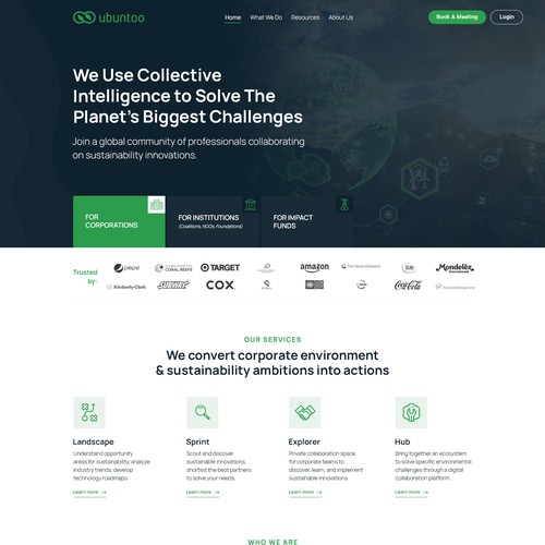 Sustainable design with the title 'Ubuntoo Website'