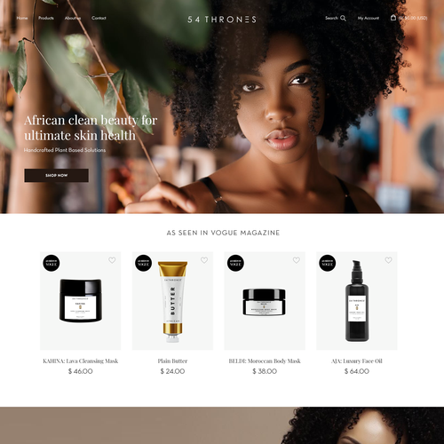 Ecommerce website with the title 'Luxury Skincare'