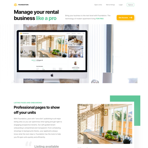 Listing design with the title 'Listing Company Landing Page'