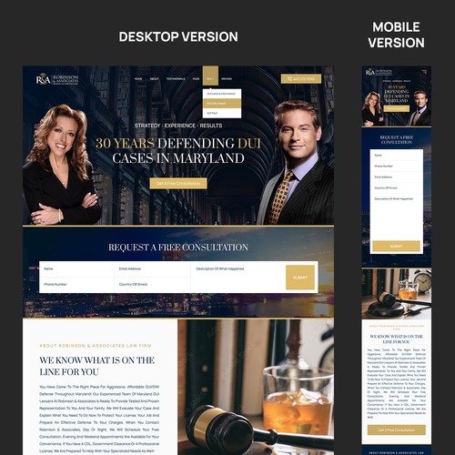 Lawyer website with the title 'DUI LAW Landing Page Design'