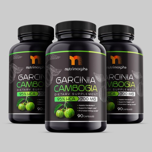 Photoshop label with the title 'Garcinia cambogia Weight Loss Supplement'