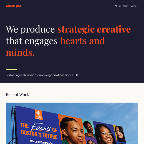 Creative website with the title 'Ciampa Creative'