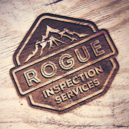 Mountain logo with the title 'Vintage logo for "Rogue Inspection Services"'