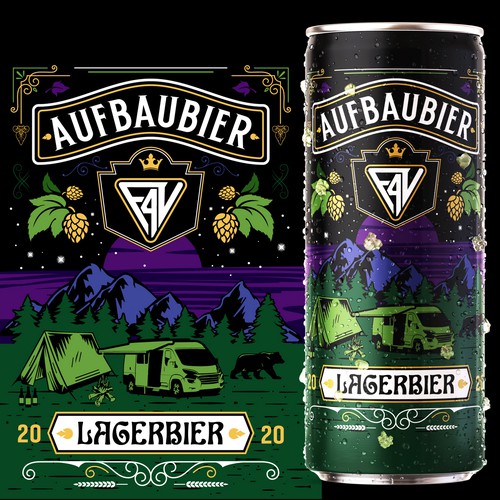 Creative label with the title 'Aufbaubier Packaging'