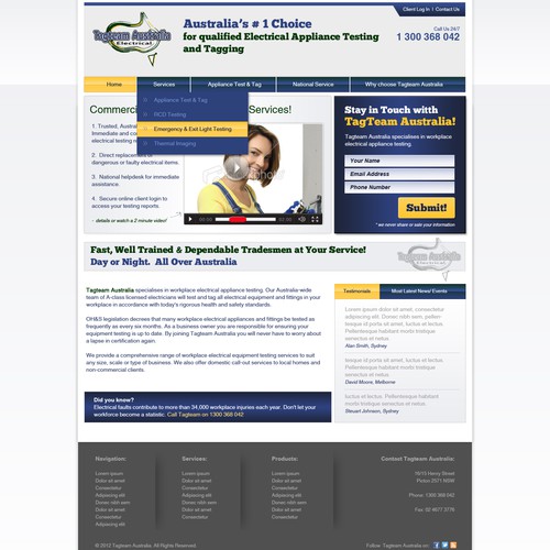 Australia website with the title 'Website Design for Tagteam Australia'