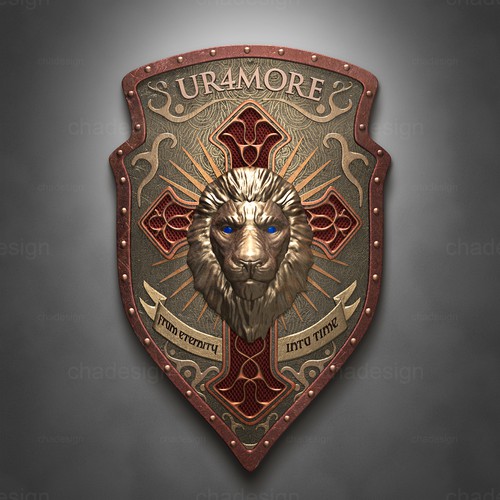 Cross design with the title 'Custom shield "UR4MORE"'