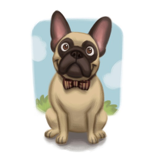 French bulldog design with the title 'Mr. Boo character design'