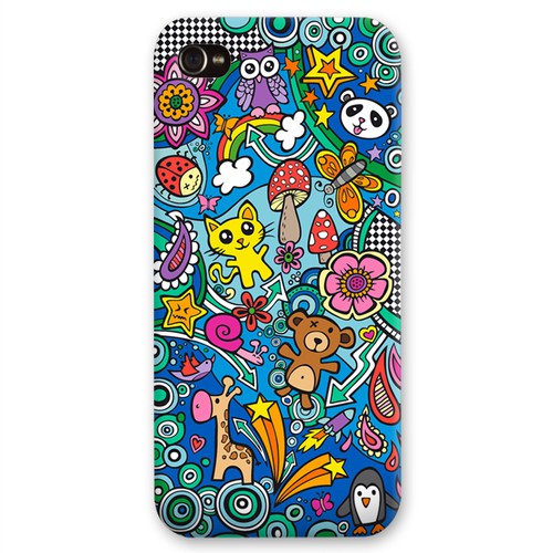 Doodle design with the title '[Round 4] Create Galaxy 4/5 & iPhone 5s case designs! Guaranteed / Blind'