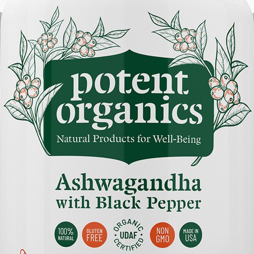 Green label with the title 'Clean & Natural Organic Dietary Supplement Concept'