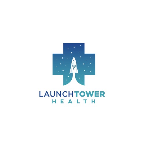 Rocket design with the title 'Logo for Launch Tower Health'