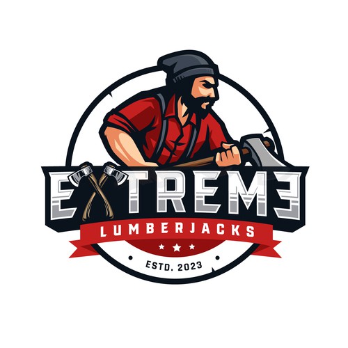 Axe design with the title 'Extreme Lumberjacks'