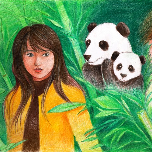 Panda artwork with the title 'Design the artwork for a children's book in the US'