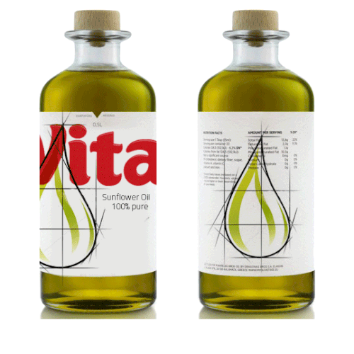 Oil label with the title 'Vita needs to update its sunflower oil packaging'