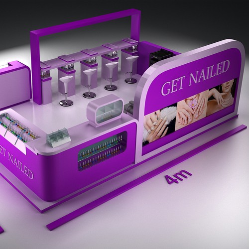 Nail polish design with the title ' This new concept and help to have nice presentation including 3D design for the kiosk'