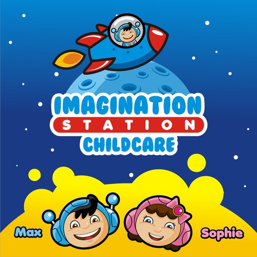 Childcare logo with the title 'Fun Logo to Inspire Children to Reach Higher'