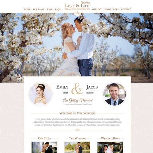 Wedding website with the title 'Simple and Elegant Wedding Site'