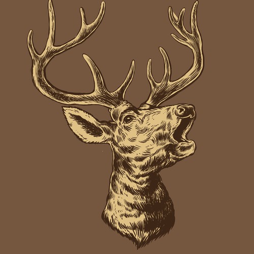 Retro artwork with the title 'Deer drawing'