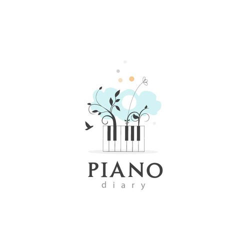 Peaceful logo with the title 'Piano diary logo design'