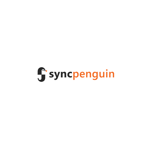 Penguin logo with the title 'A modern logo for SaaS startup that specializes in data sync. '