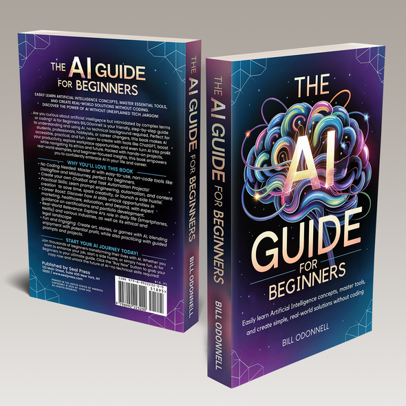 Artificial intelligence design with the title 'The AI GUIDE For Beginners'