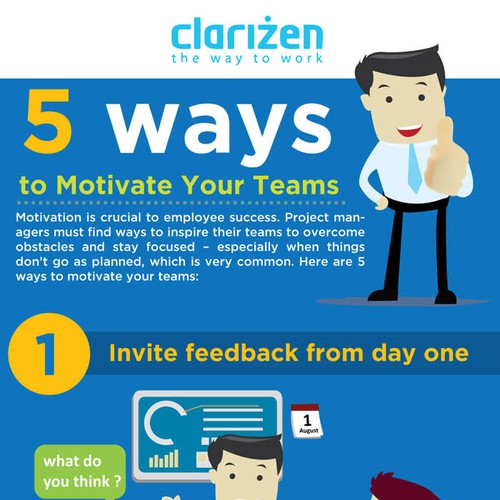 Office design with the title 'Enticing illustration about ways to motivate a team.'