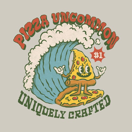 Pizzeria design with the title 'Pizza Uncommon - Uniquely Crafted'