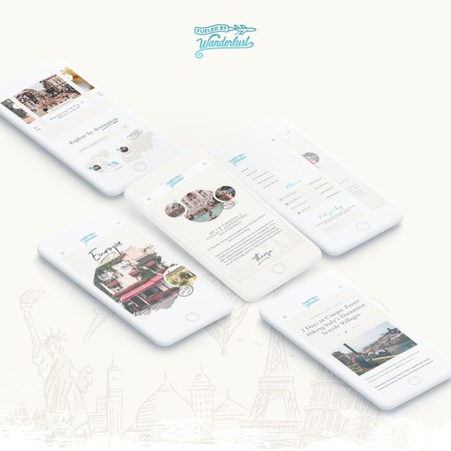 Mobile website with the title 'Travel Blog Mobile'