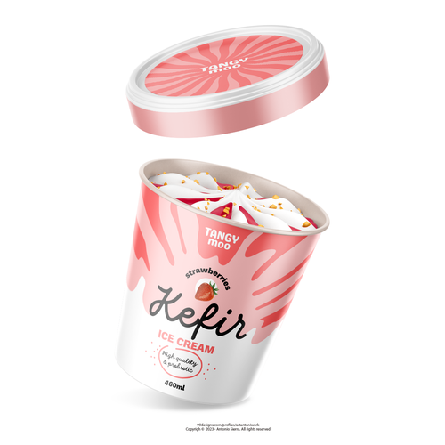 Ice cream packaging with the title 'Kefir Ice cream'