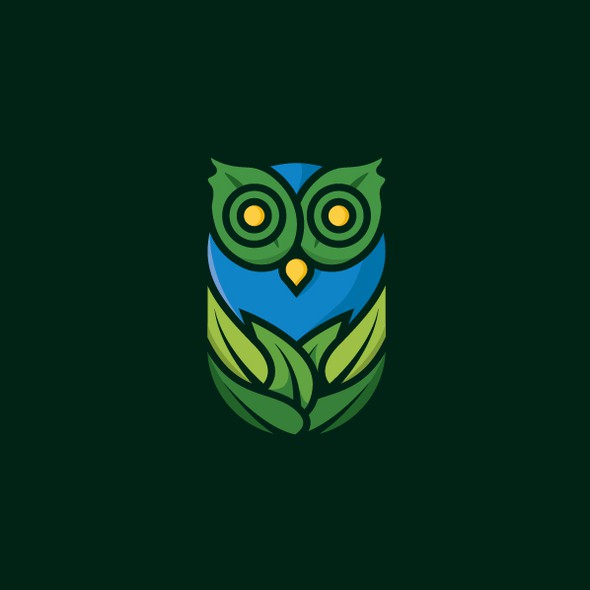 Thick line logo with the title 'Flat Thick Line Art Owl Logo '