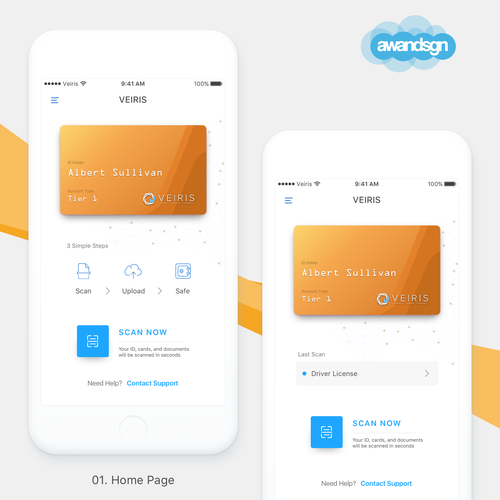 Scan design with the title 'Elegant ID Scanner App'