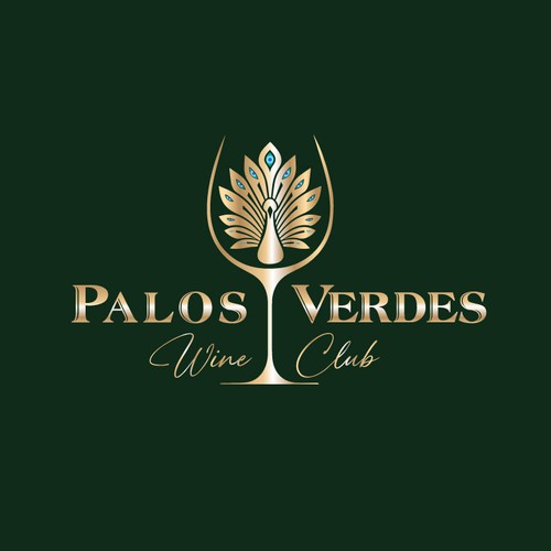 Peacock design with the title 'Palos Verdes Wine Club Logo'