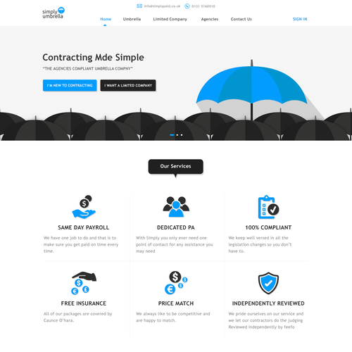 Engine design with the title 'Simply Umbrella'