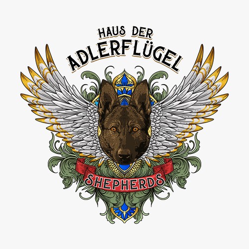 Egyptian logo with the title 'Classic logo for Haus der Adlerfluger shepherds'