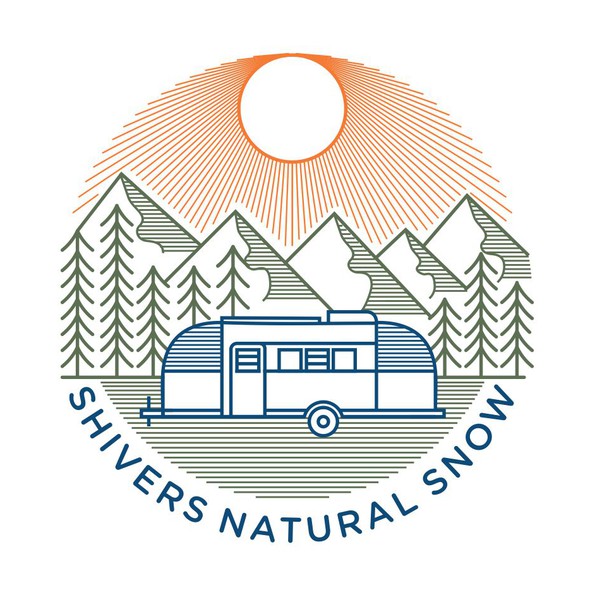 Badge t-shirt with the title 'SHIVERS NATURAL SNOW'