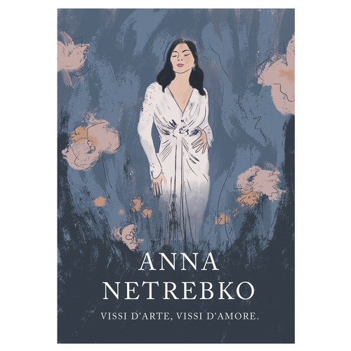 Album design with the title 'Key Visual Illustration for Opera Singer Anna Netrebko New Album'