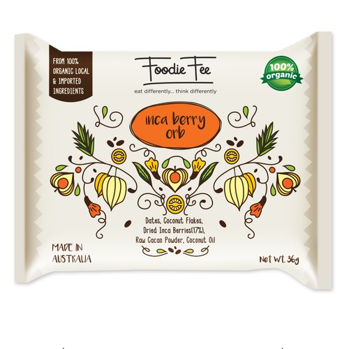 Australian design with the title 'Package for orbs(bliss balls)'