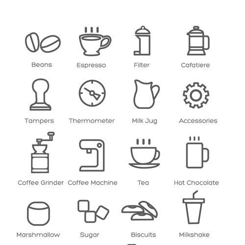 Coffee shop design with the title 'Coffee Shop icons set.'